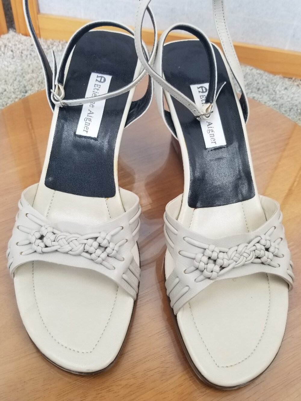 Etienne Aigner Laguna Leala Wedge Heels in Alabaster Ankle Strap Brazil Size 11